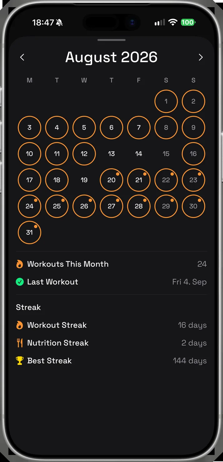 Streak calendar