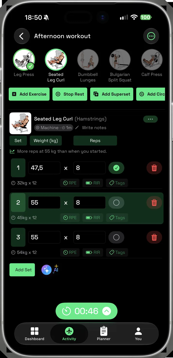 Workout logging
